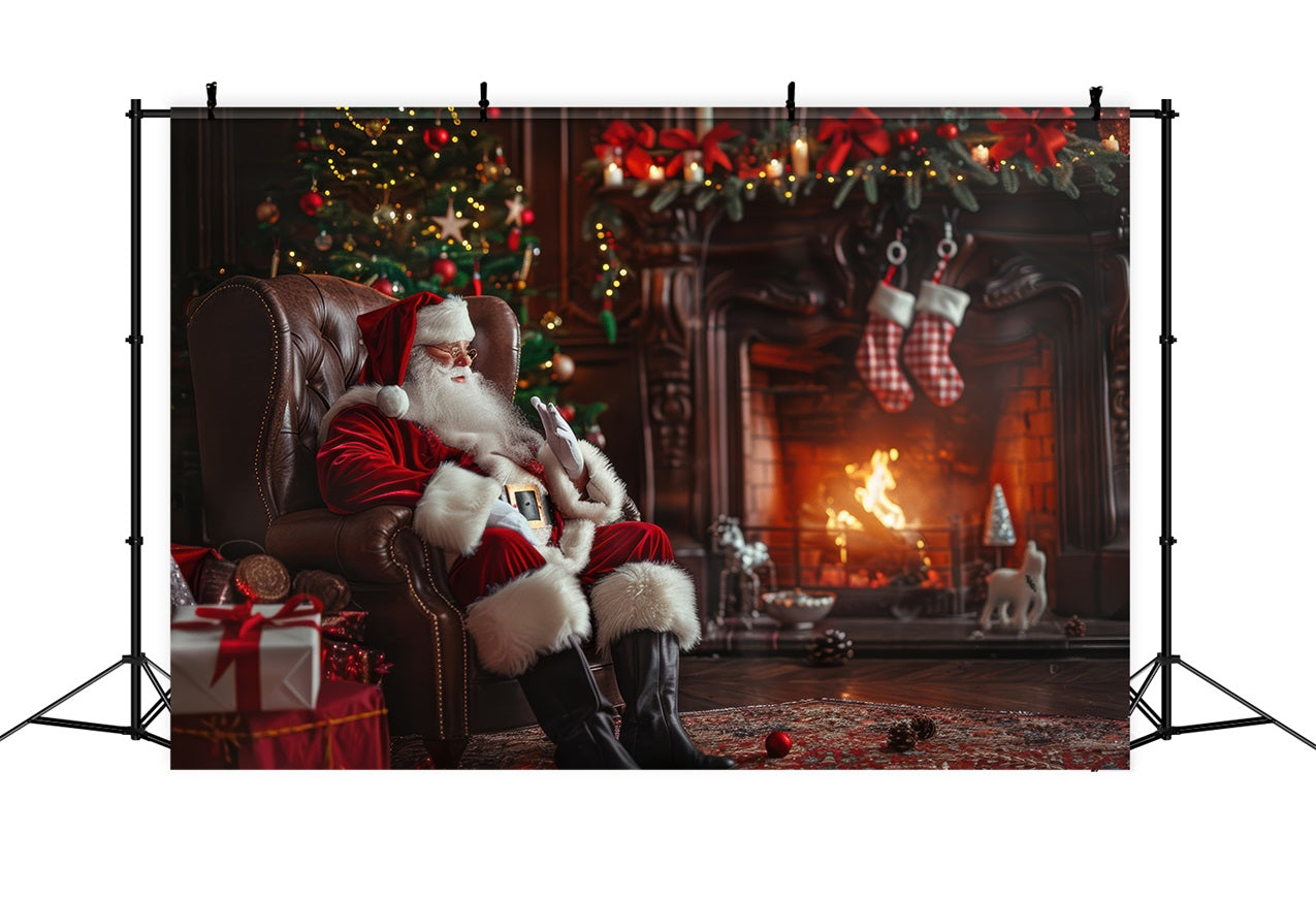 Backdrop Christmas Santa Claus Cozy Fireplace Backdrop UK BRP11-110