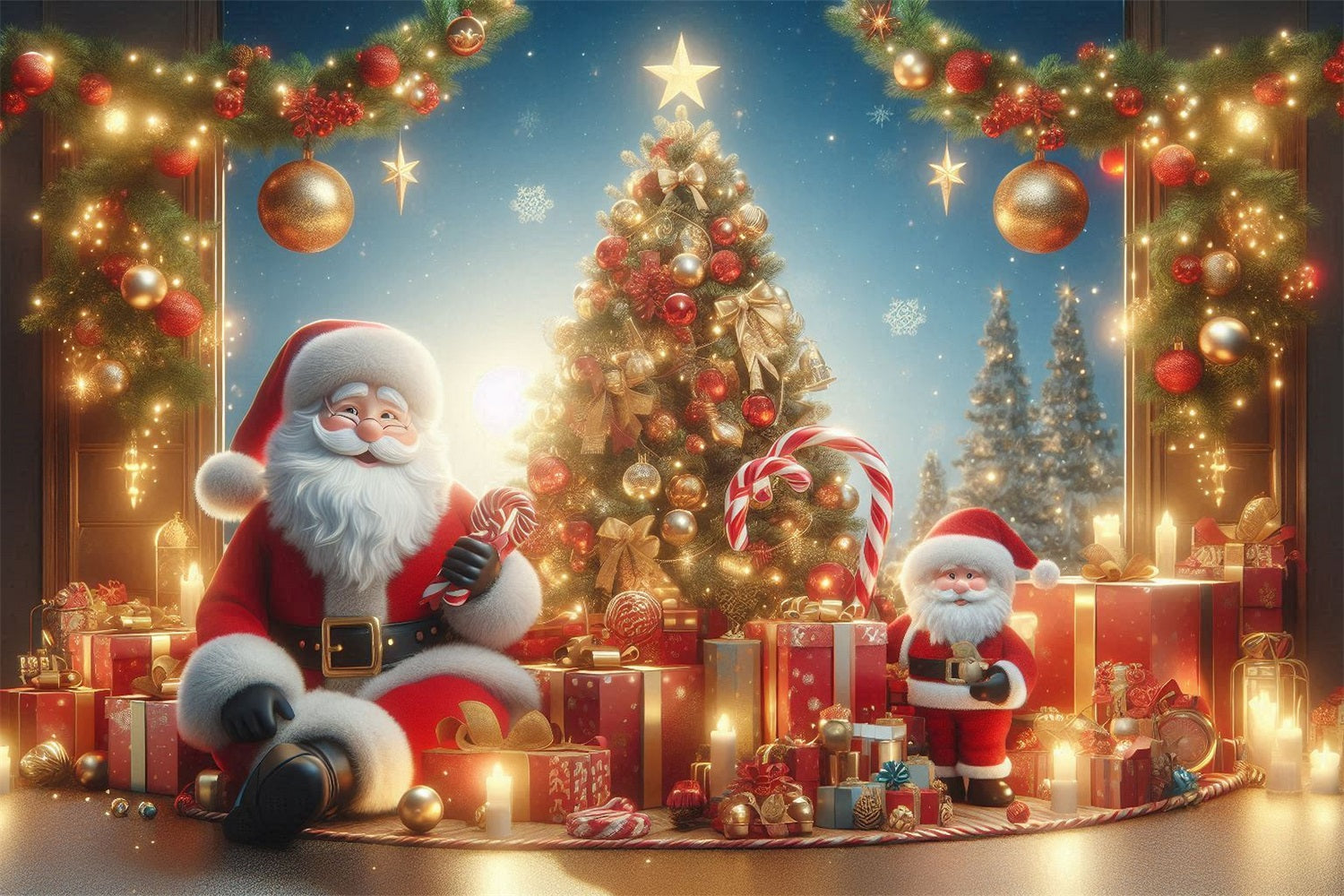 Christmas Backdrop Ideas Santa Gifts Festive Celebration Backdrop UK BRP11-111