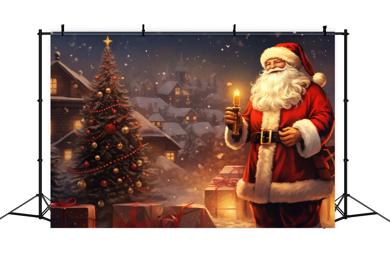 Christmas Photoshoot Backdrop Eve Santa Lit Candle Backdrop UK BRP11-114