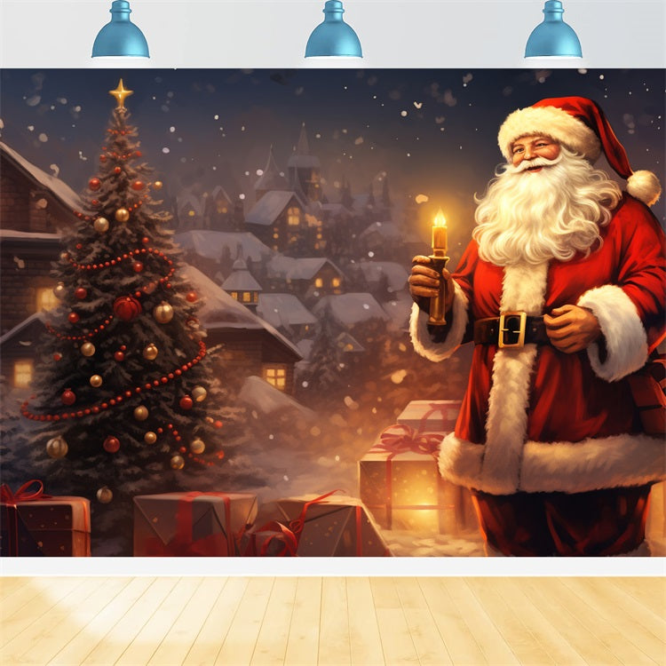 Christmas Photoshoot Backdrop Eve Santa Lit Candle Backdrop UK BRP11-114