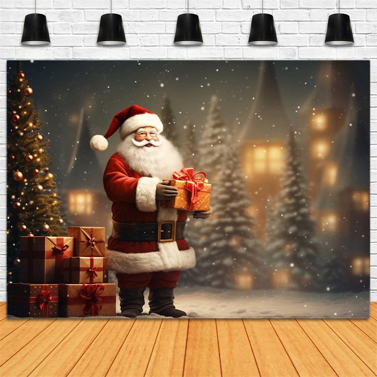 Christmas Photography Backdrops Santa Gift Snowy Wonderland Backdrop UK BRP11-115