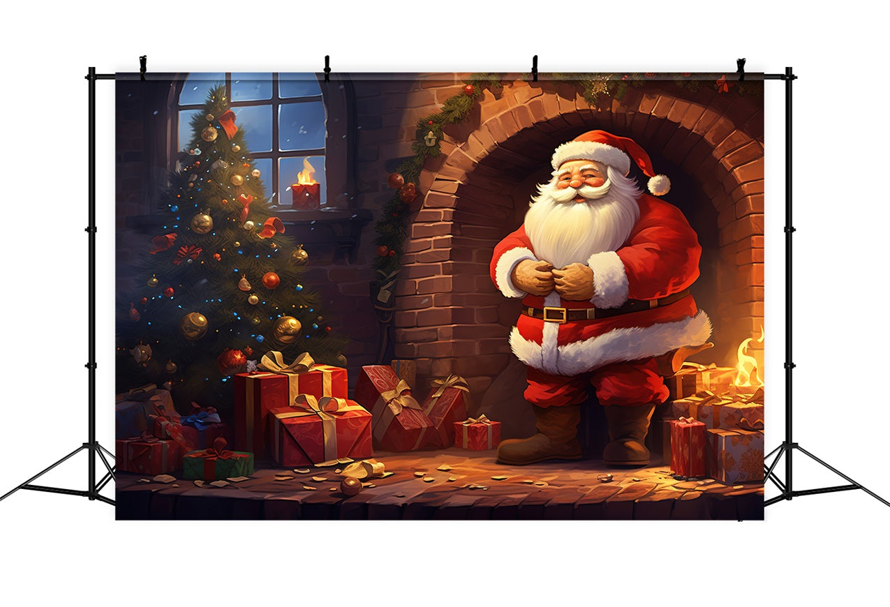 Backdrops Christmas Festive Fireplace Santa Backdrop UK BRP11-118