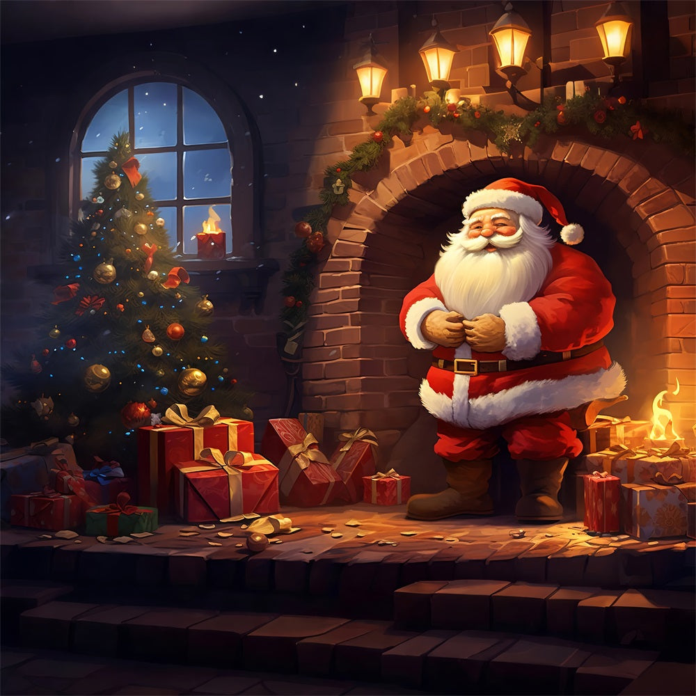 Backdrops Christmas Festive Fireplace Santa Backdrop UK BRP11-118