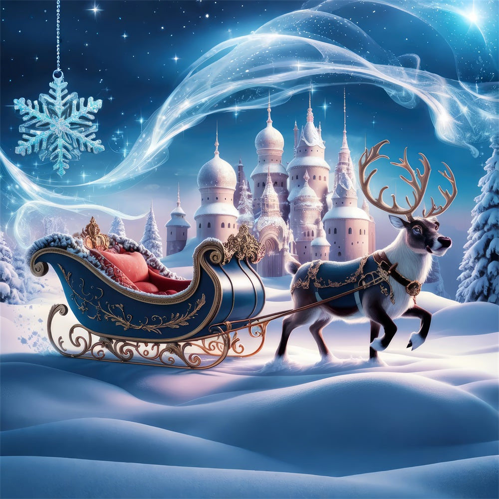 Christmas Picture Backdrops Wonderland Castle Sleigh Reindeer Backdrop UK BRP11-121