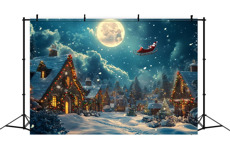 Christmas Village Backdrop Santa's Sleigh Flying Backdrop UK BRP11-123