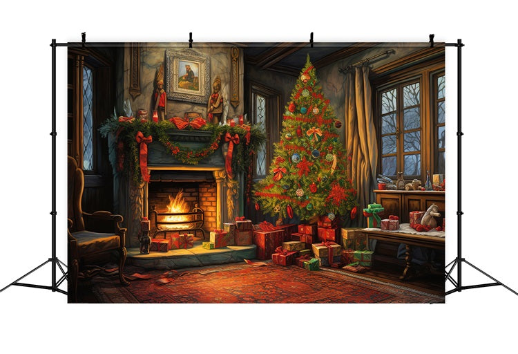 Fireplace Backdrop Christmas Tree Ambience Backdrop UK BRP11-125