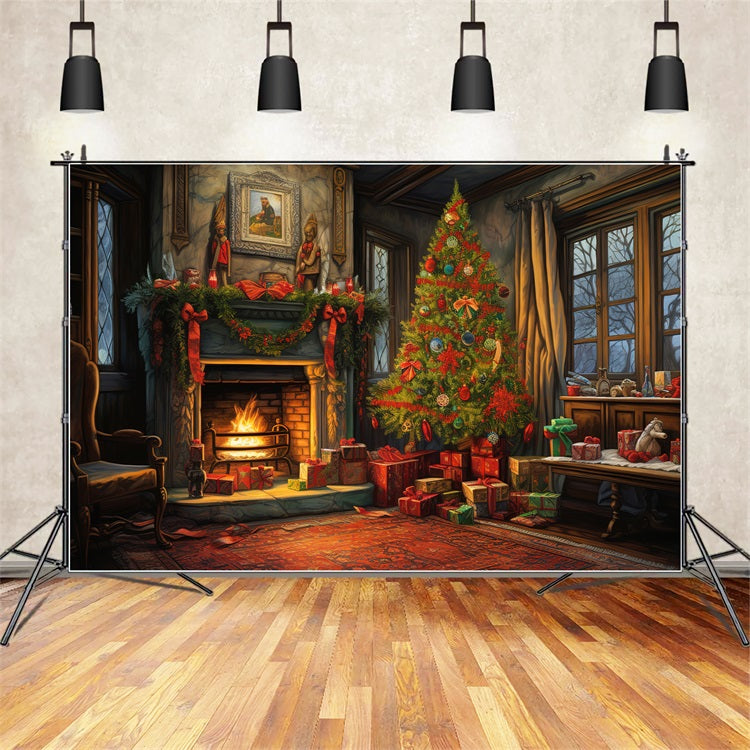 Fireplace Backdrop Christmas Tree Ambience Backdrop UK BRP11-125