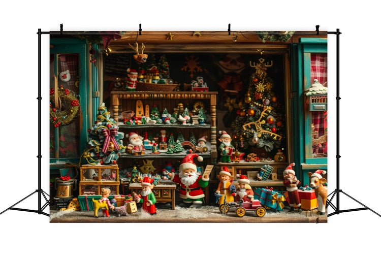 Christmas Themed Backdrops Santa's Workshop Miniature Village Backdrop UK BRP11-131