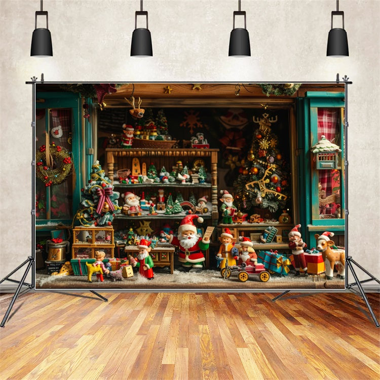 Christmas Themed Backdrops Santa's Workshop Miniature Village Backdrop UK BRP11-131