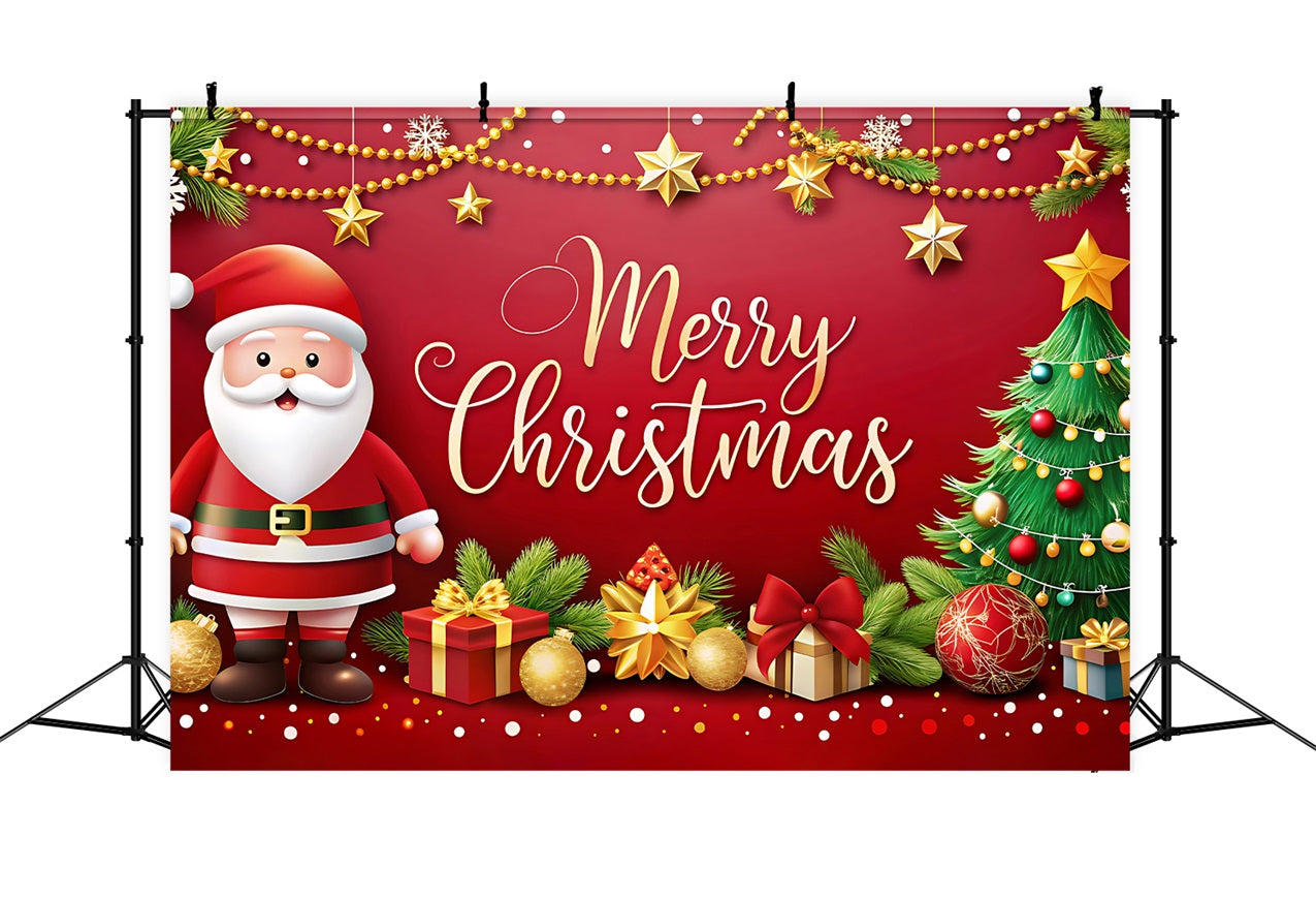 Merry Christmas Backdrop Santa Claus Greeting Backdrop UK BRP11-132