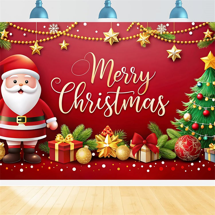 Merry Christmas Backdrop Santa Claus Greeting Backdrop UK BRP11-132