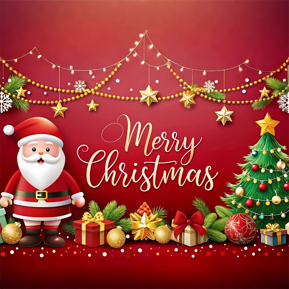 Merry Christmas Backdrop Santa Claus Greeting Backdrop UK BRP11-132