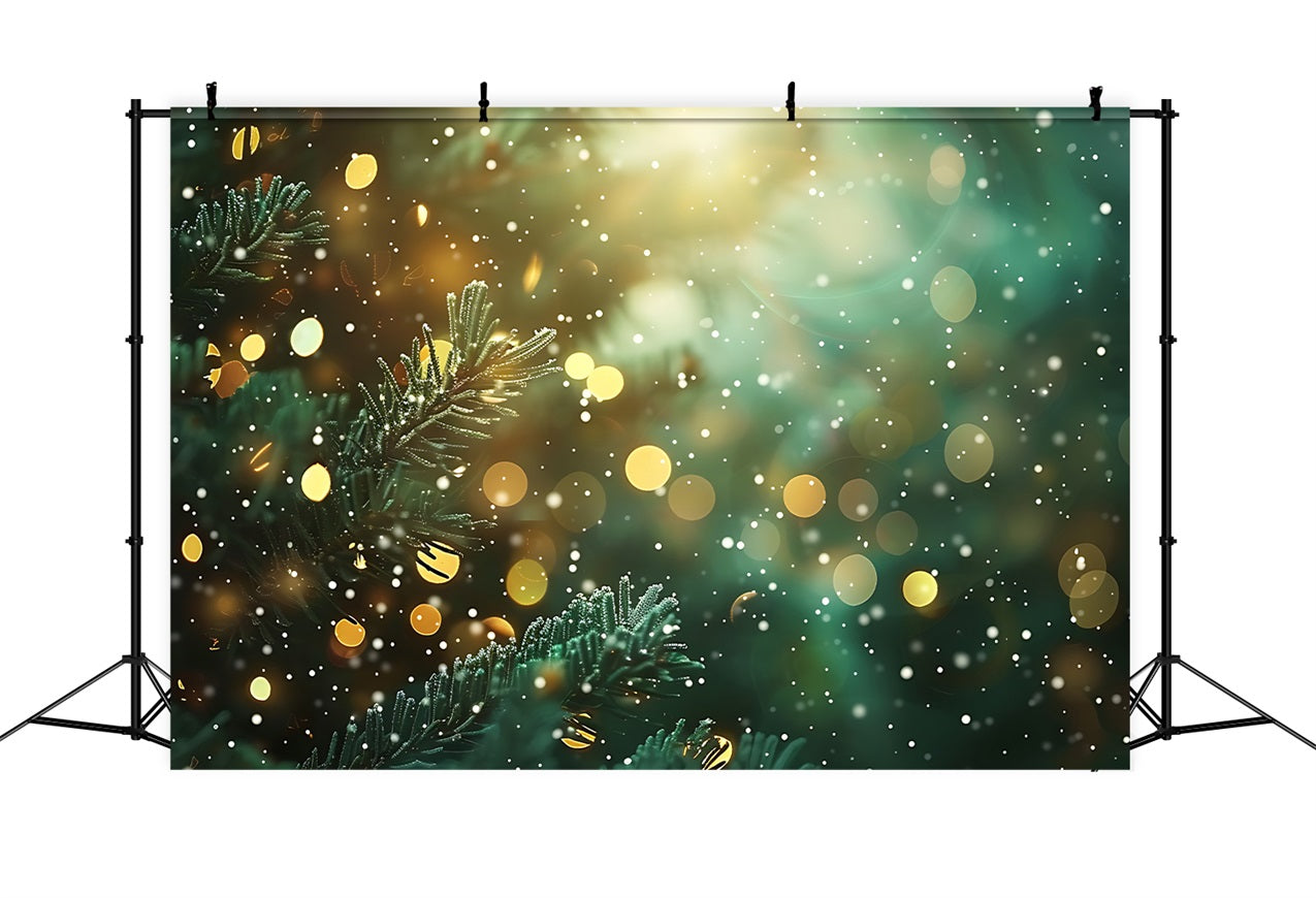 Christmas Photo Backdrops Green Gold Bokeh Shine Backdrop UK BRP11-140