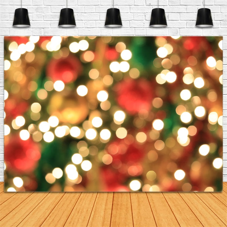 Christmas Photography Backdrop Green Gold Bokeh Accents Backdrop UK BRP11-144