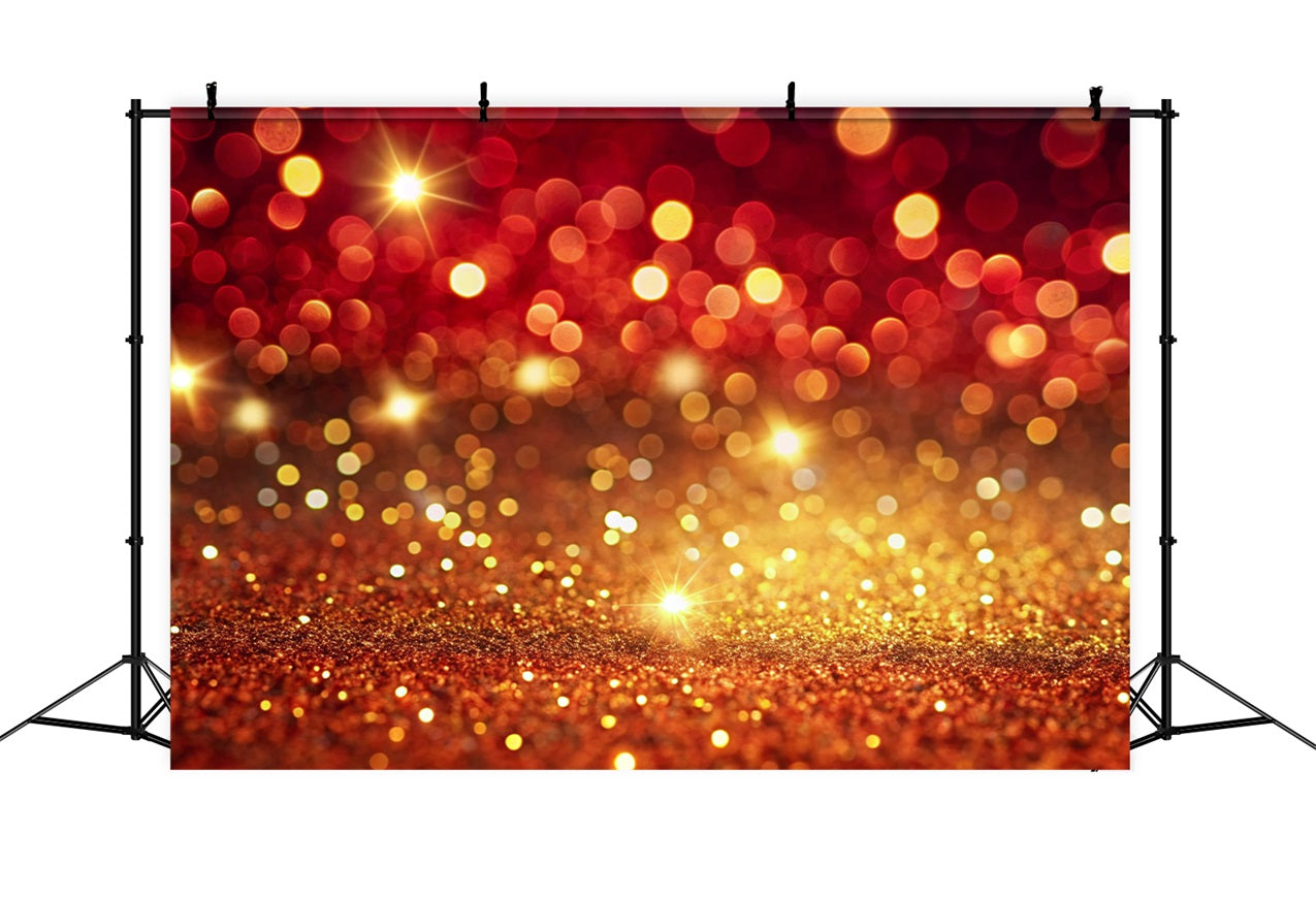 Christmas Photoshoot Backdrop Red Gold Bokeh Sparkling Backdrop UK BRP11-146