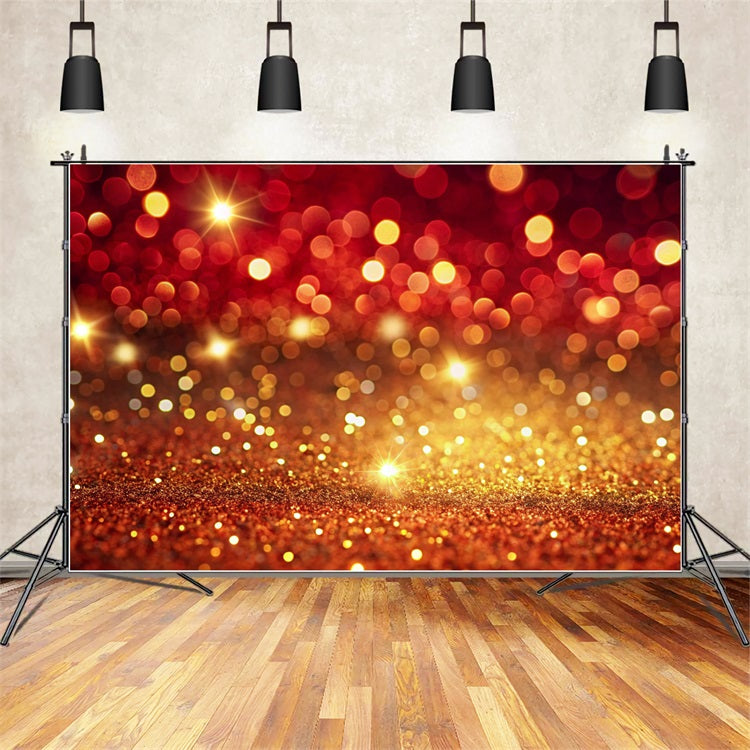 Christmas Photoshoot Backdrop Red Gold Bokeh Sparkling Backdrop UK BRP11-146