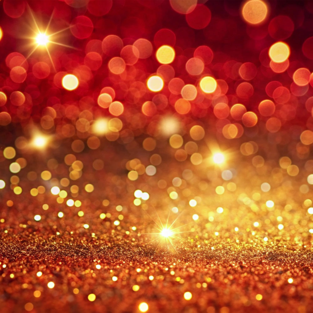 Christmas Photoshoot Backdrop Red Gold Bokeh Sparkling Backdrop UK BRP11-146