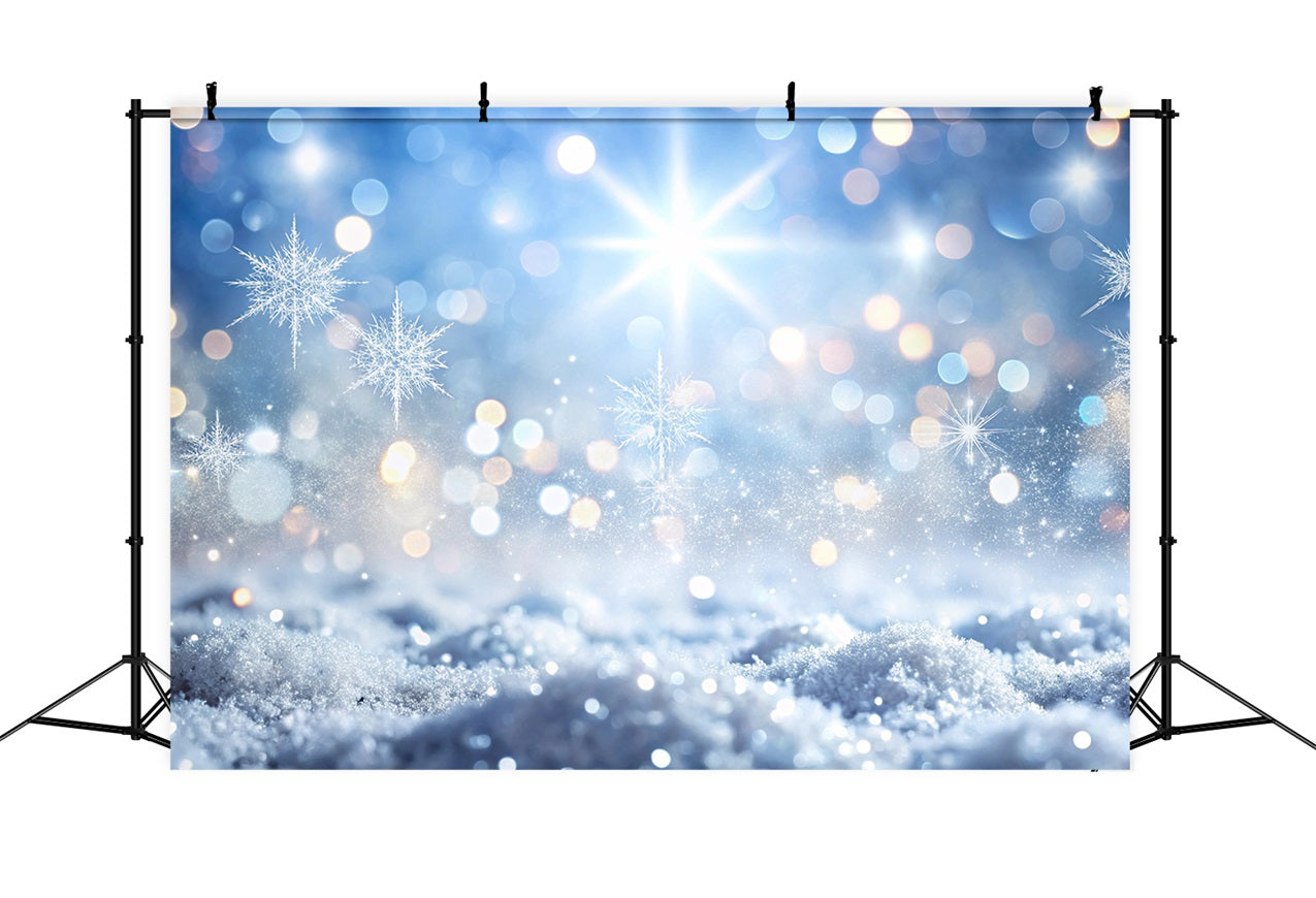 Backdrops For Christmas Icy Blue Bokeh Snowflake Backdrop UK BRP11-147