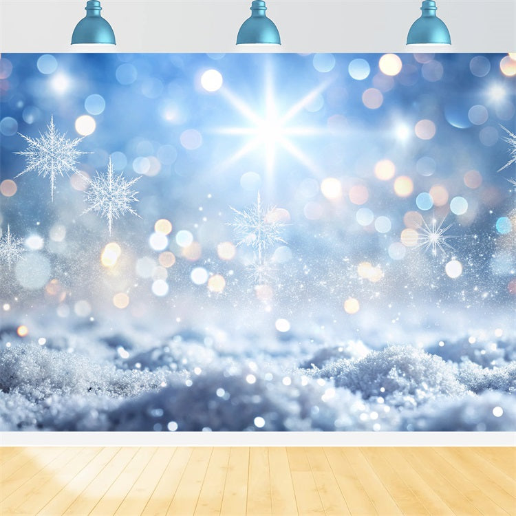 Backdrops For Christmas Icy Blue Bokeh Snowflake Backdrop UK BRP11-147