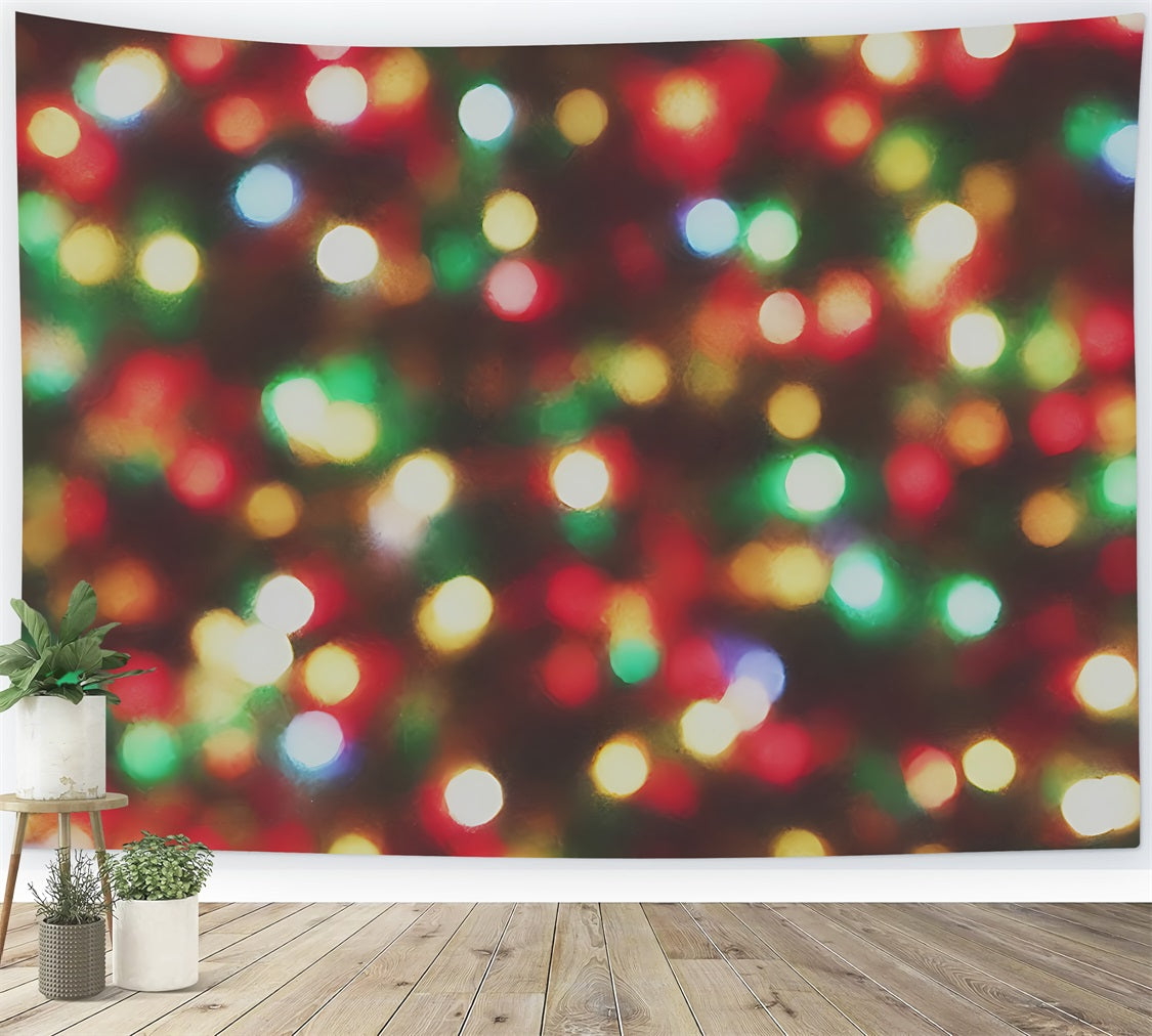 Fabric Christmas Backdrops Green Red Bokeh Lights Backdrop UK BRP11-149