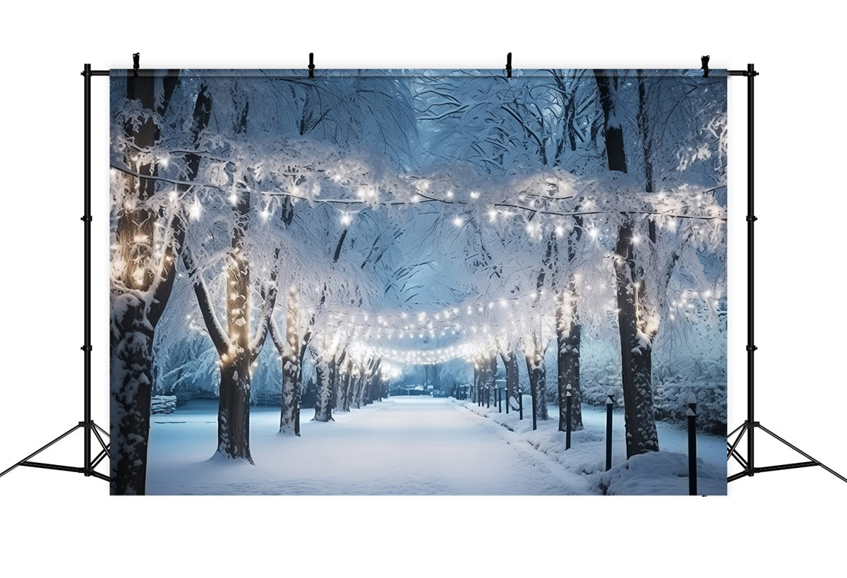 Backdrop Winter Wonderland Snowy Path Illuminated Lights Backdrop UK BRP11-15