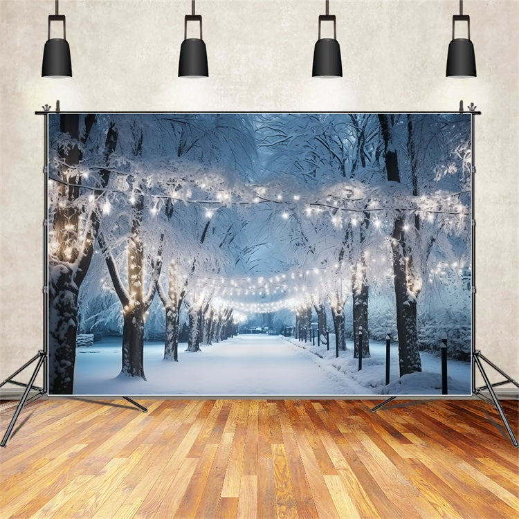 Backdrop Winter Wonderland Snowy Path Illuminated Lights Backdrop UK BRP11-15