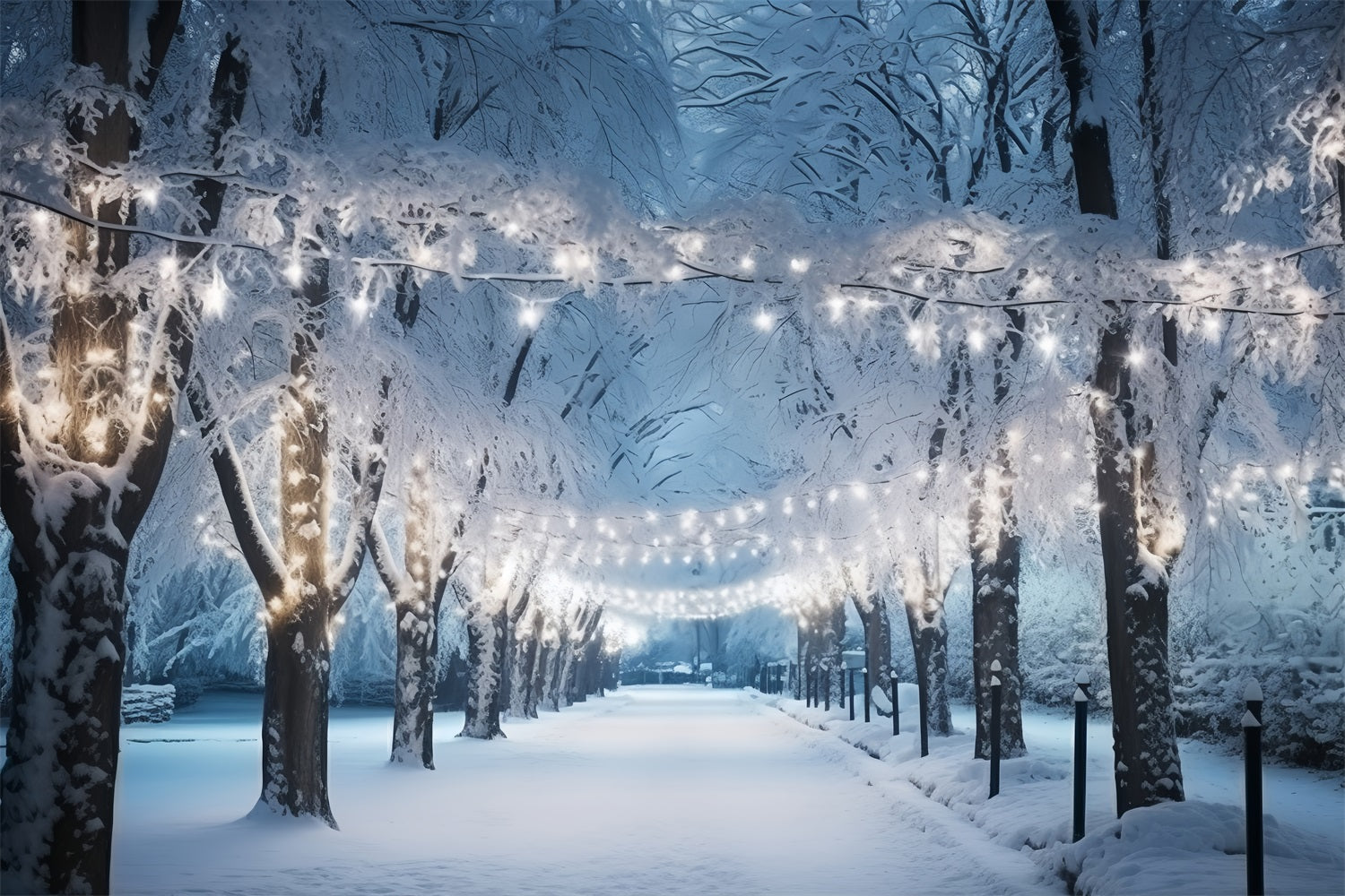 Backdrop Winter Wonderland Snowy Path Illuminated Lights Backdrop UK BRP11-15