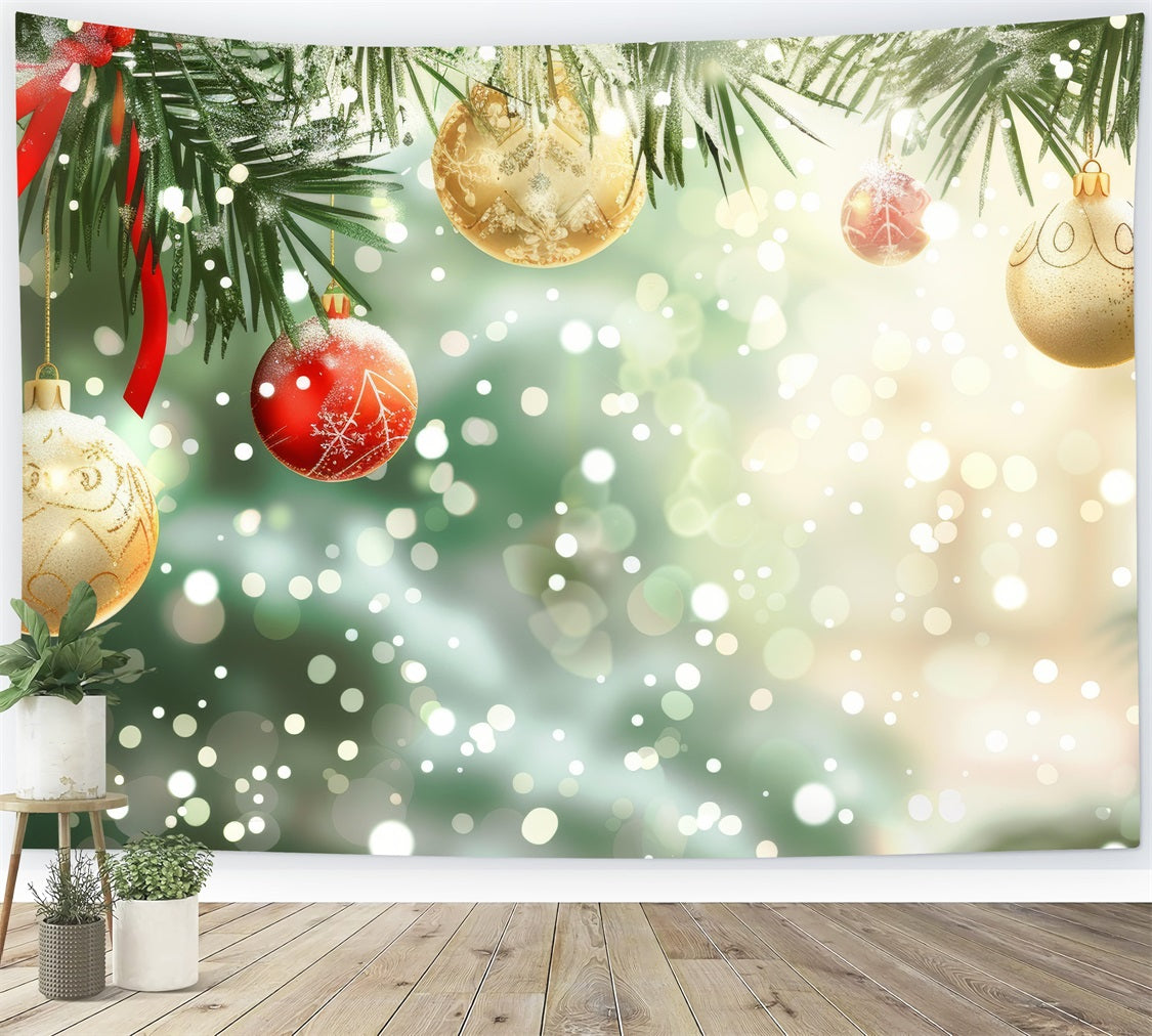 Christmas Party Backdrop Sparkling Pine Garland Ornament Backdrop UK BRP11-153