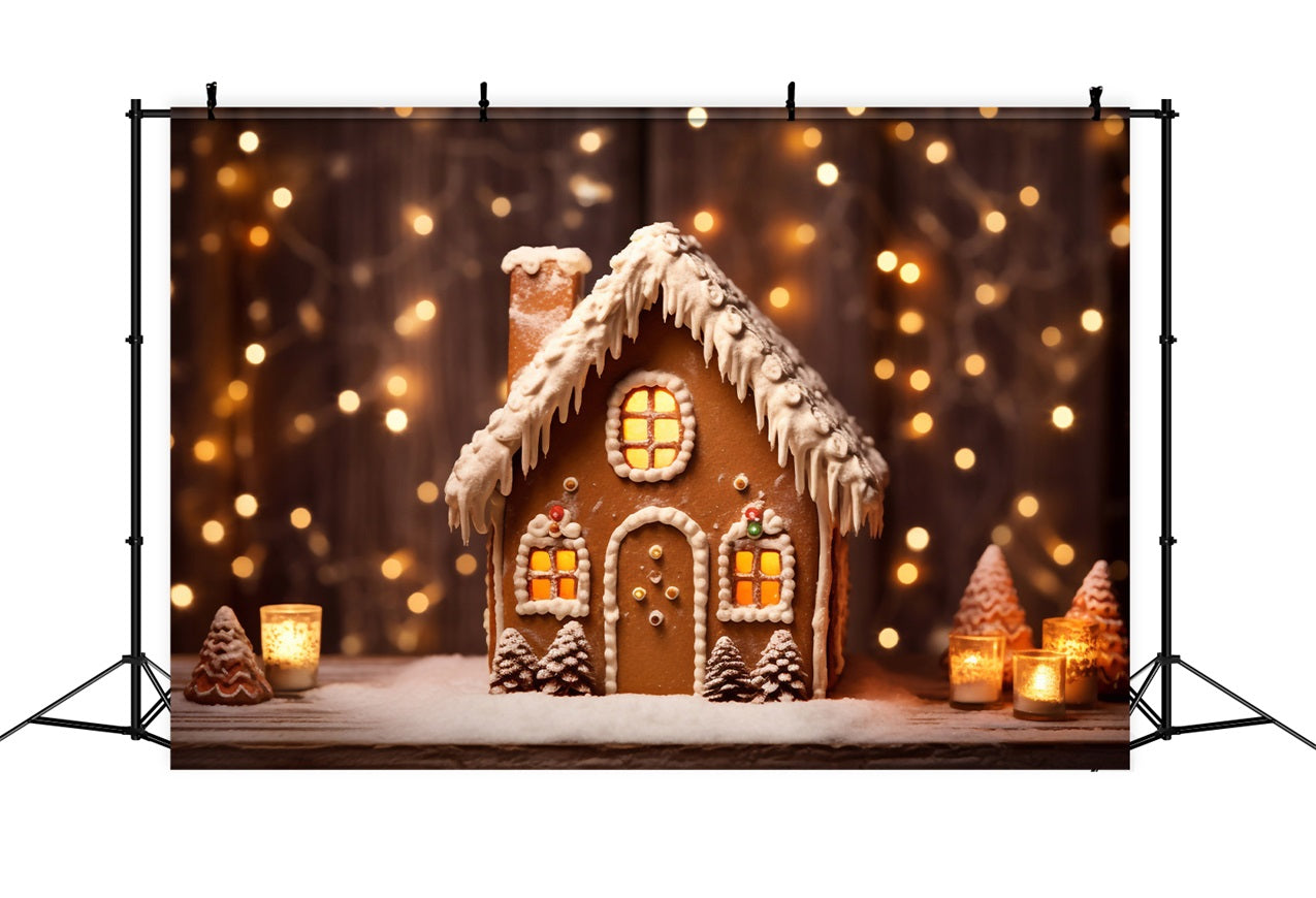 Christmas Backdrop Snowy Gingerbread House Backdrop UK BRP11-155