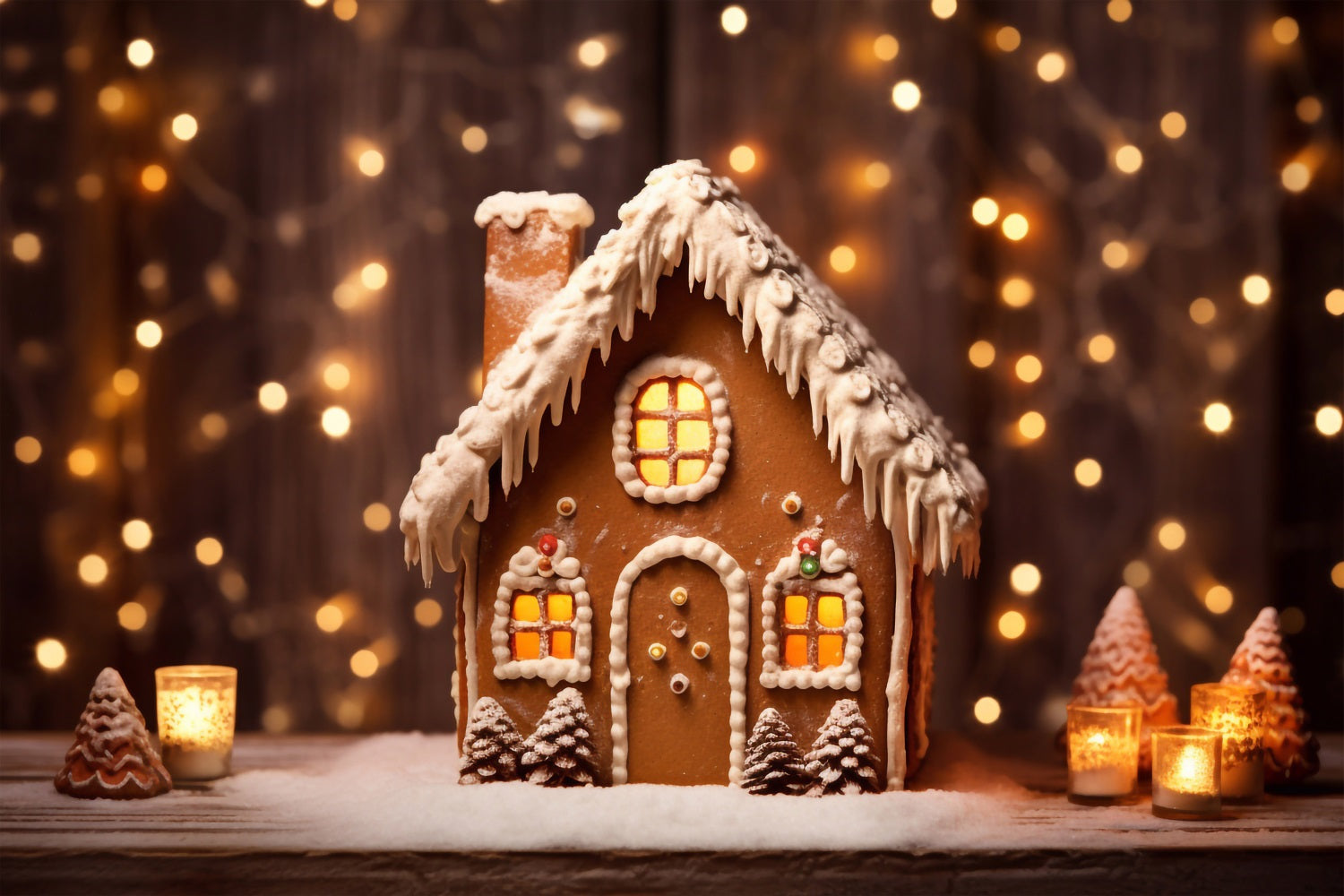 Christmas Backdrop Snowy Gingerbread House Backdrop UK BRP11-155