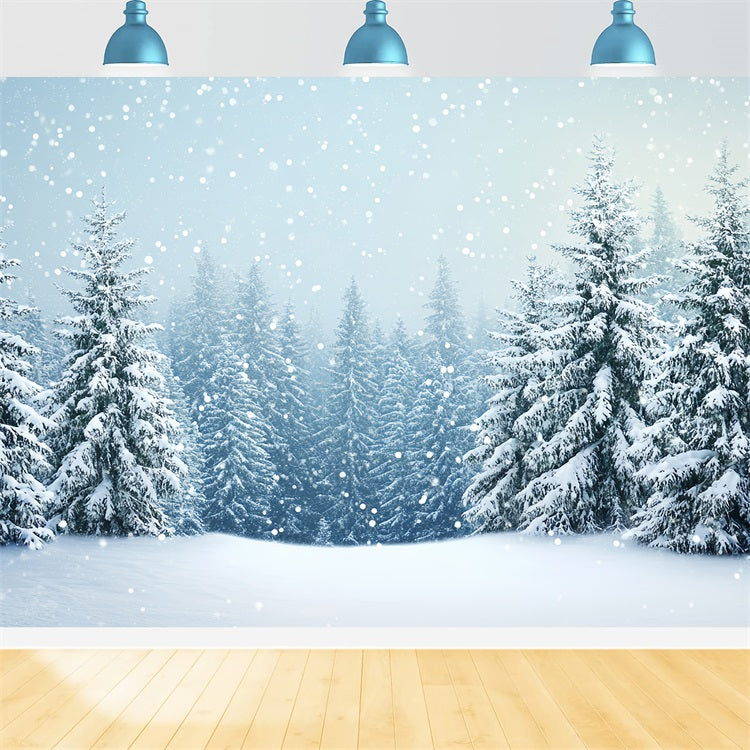 Winter Backdrop Scenes Lush Snowy Pines Backdrop UK BRP11-16