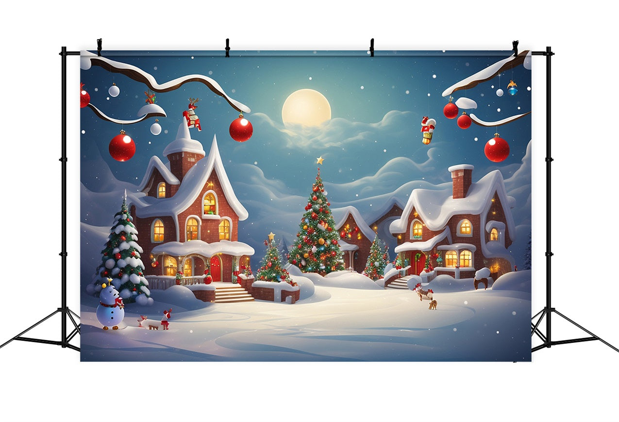 Christmas Backdrops Night Cottage Glow Backdrop UK BRP11-165