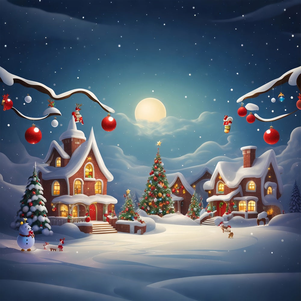 Christmas Backdrops Night Cottage Glow Backdrop UK BRP11-165