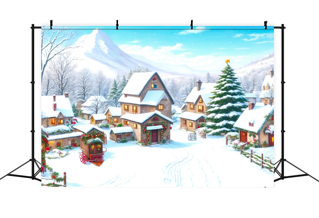 Vintage Christmas Backdrop Snowy Mountain Backdrop UK BRP11-167