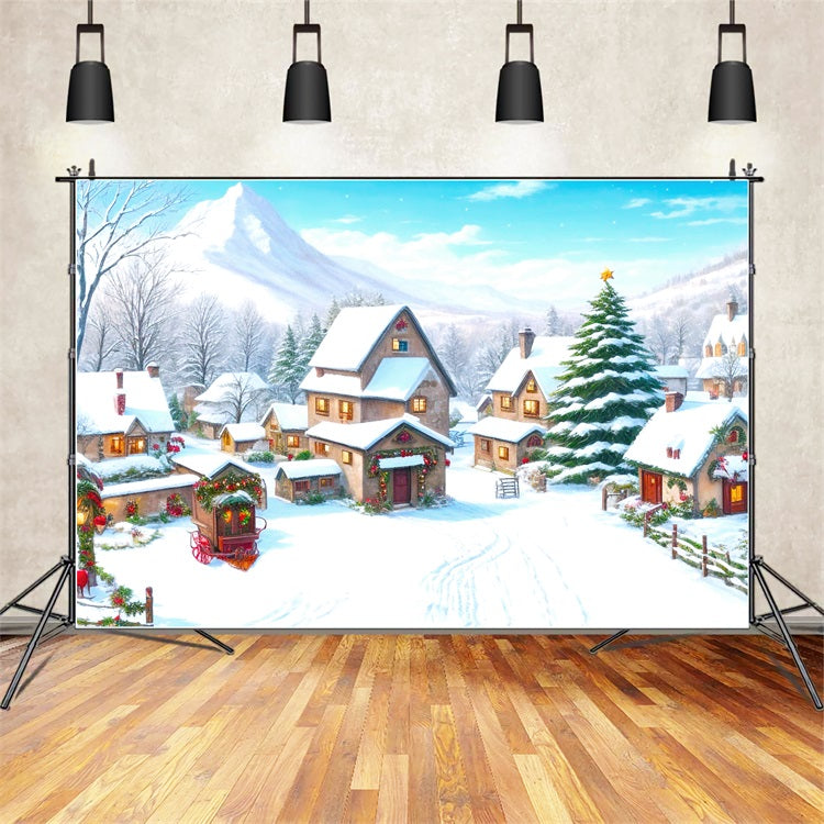 Vintage Christmas Backdrop Snowy Mountain Backdrop UK BRP11-167