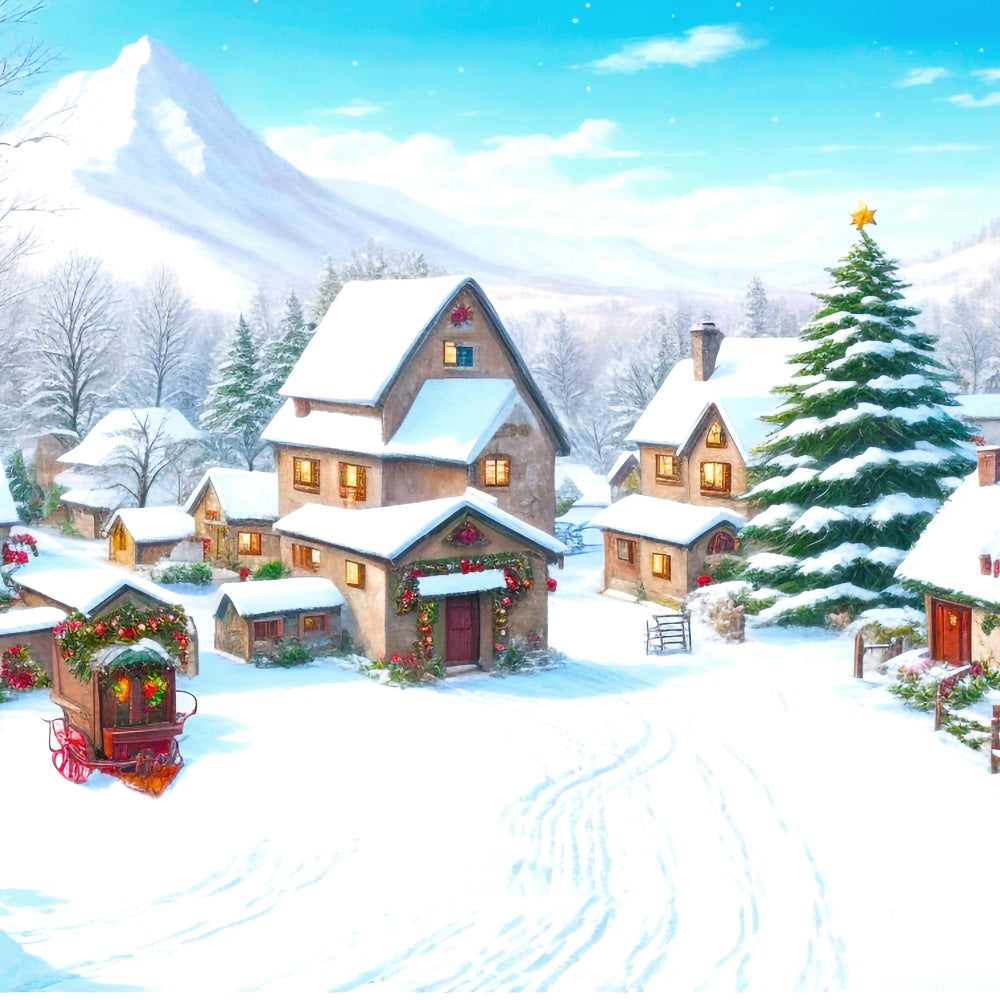 Vintage Christmas Backdrop Snowy Mountain Backdrop UK BRP11-167