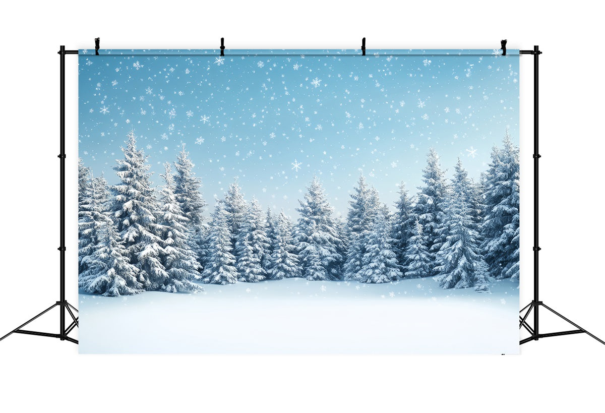 Winter Forest Backdrop Tranquility Trees Snowflakes Backdrop UK BRP11-17