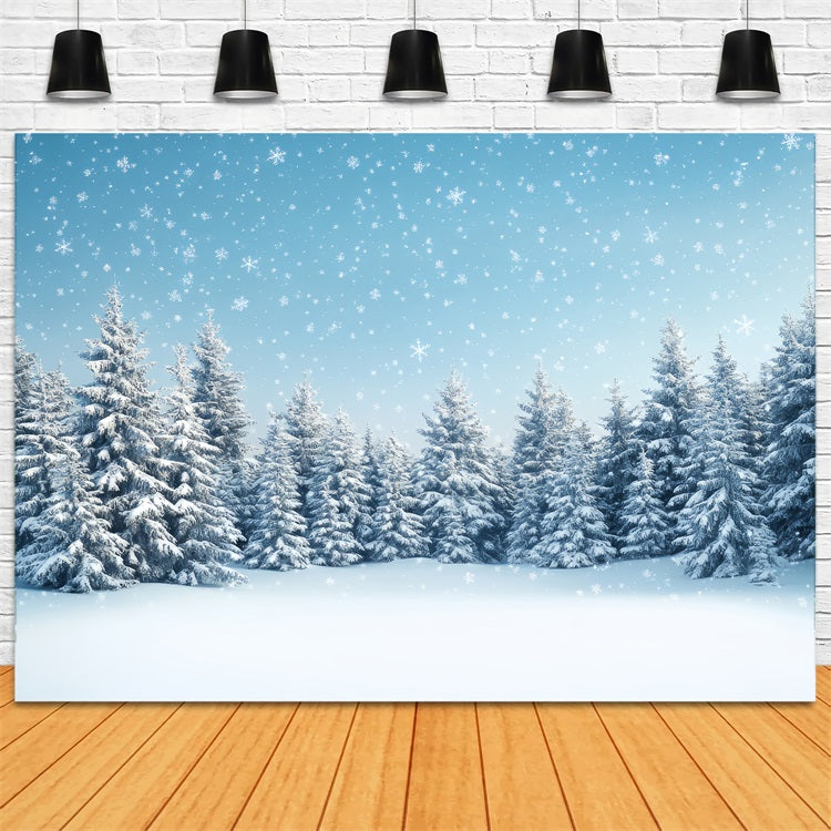 Winter Forest Backdrop Tranquility Trees Snowflakes Backdrop UK BRP11-17