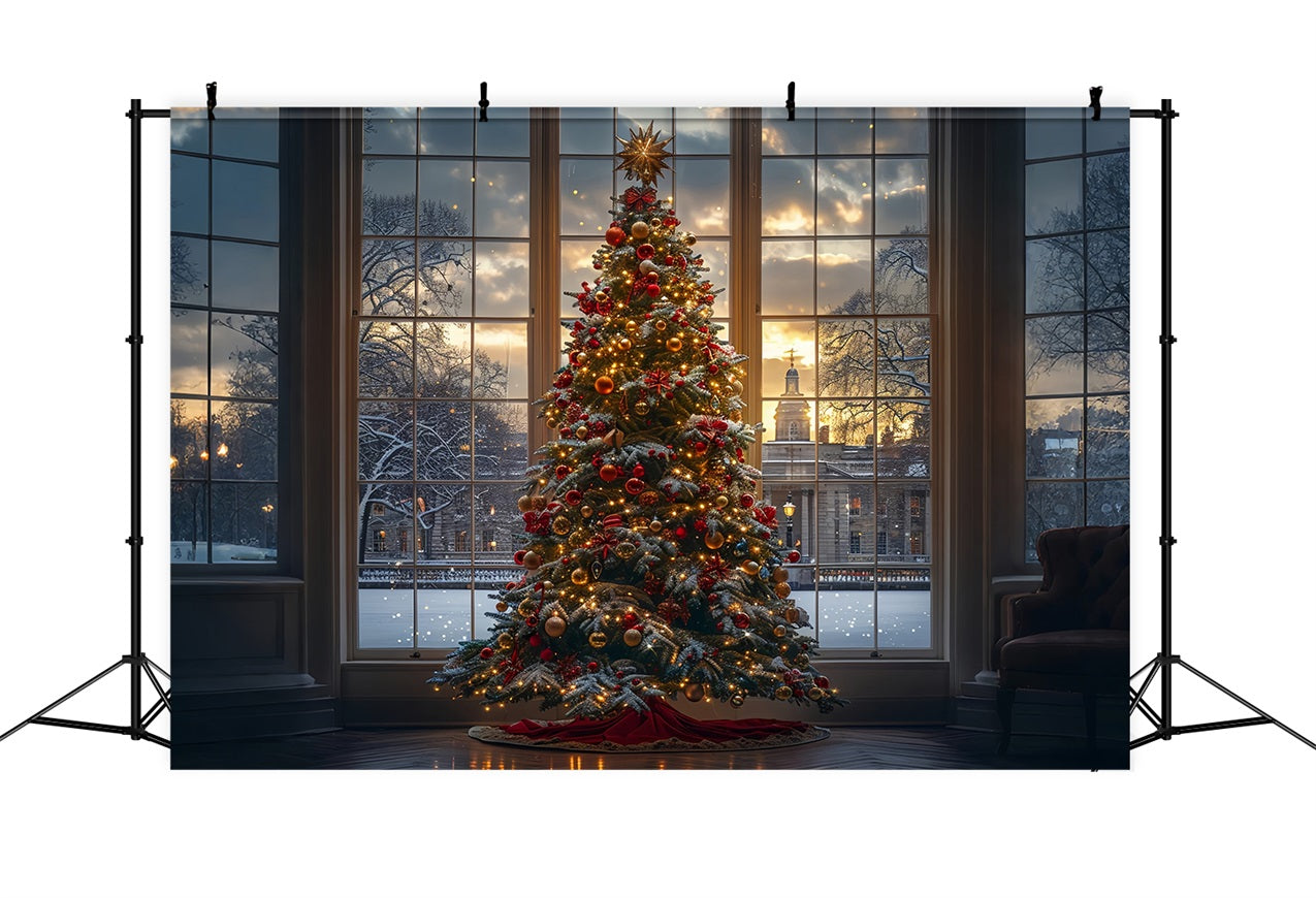 Elegant Christmas Backdrop Tree Window Backdrop UK BRP11-172