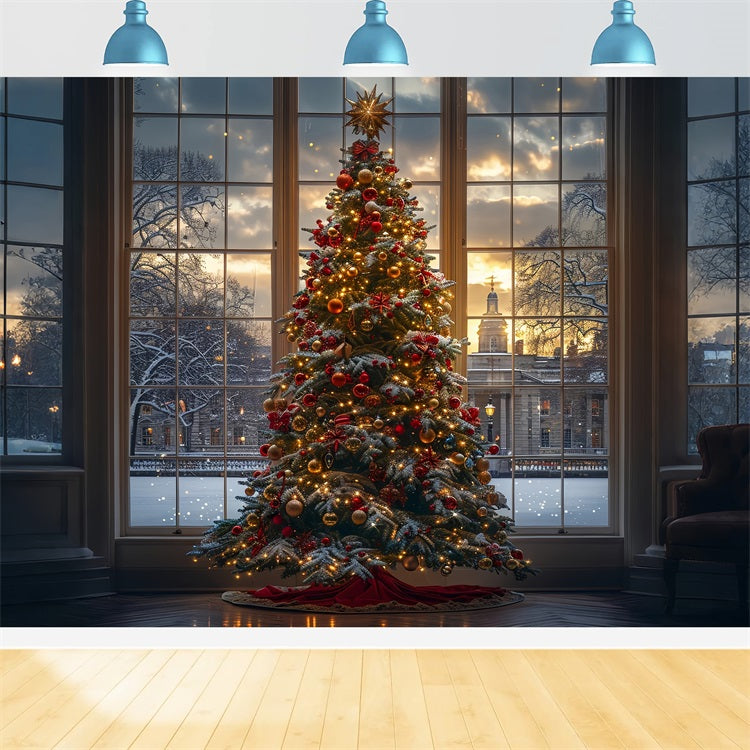 Elegant Christmas Backdrop Tree Window Backdrop UK BRP11-172