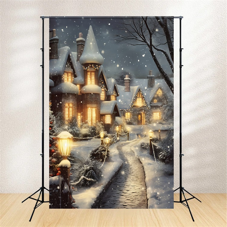 Christmas Village Backdrop Charming Pathway Backdrop UK BRP11-173