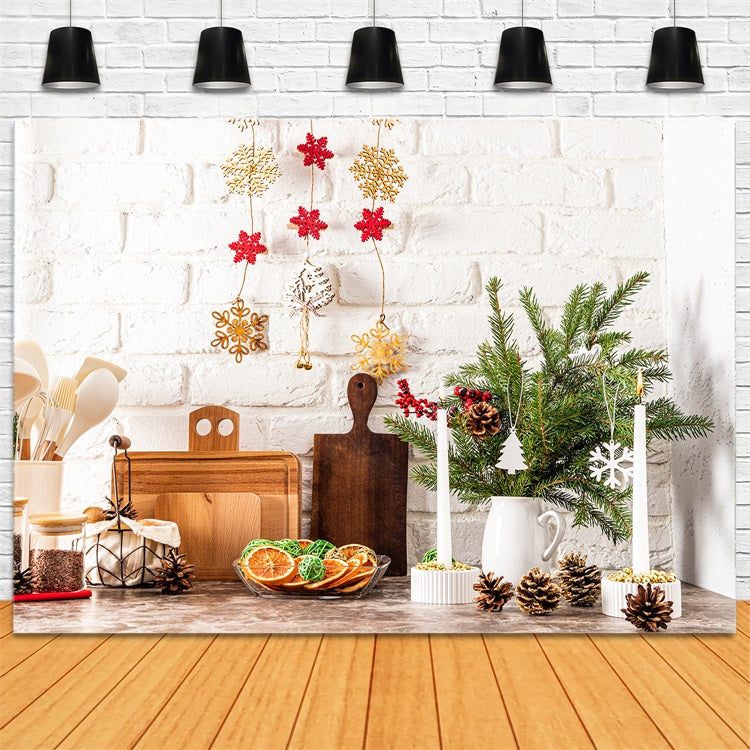 Christmas Photography Backdrops Kitchen Decor Pinecones Backdrop UK BRP11-188