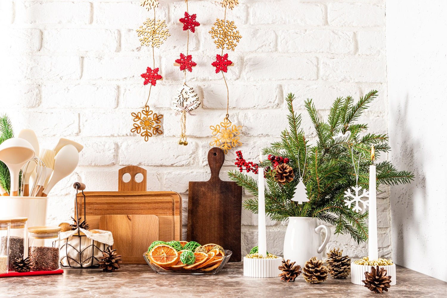 Christmas Photography Backdrops Kitchen Decor Pinecones Backdrop UK BRP11-188