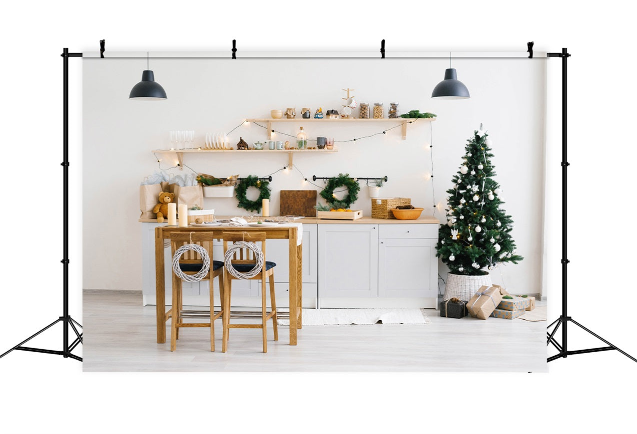 Backdrop Christmas Scandinavian Style Kitchen Wreaths Backdrop UK BRP11-190