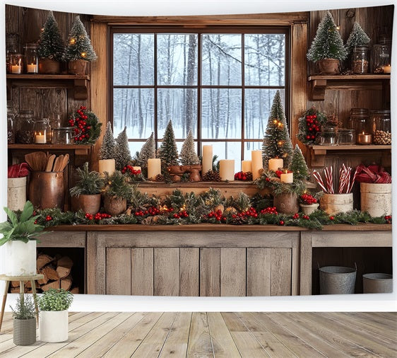 Christmas Photo Backdrop Ideas Snowy Window Kitchen Backdrop UK BRP11-193