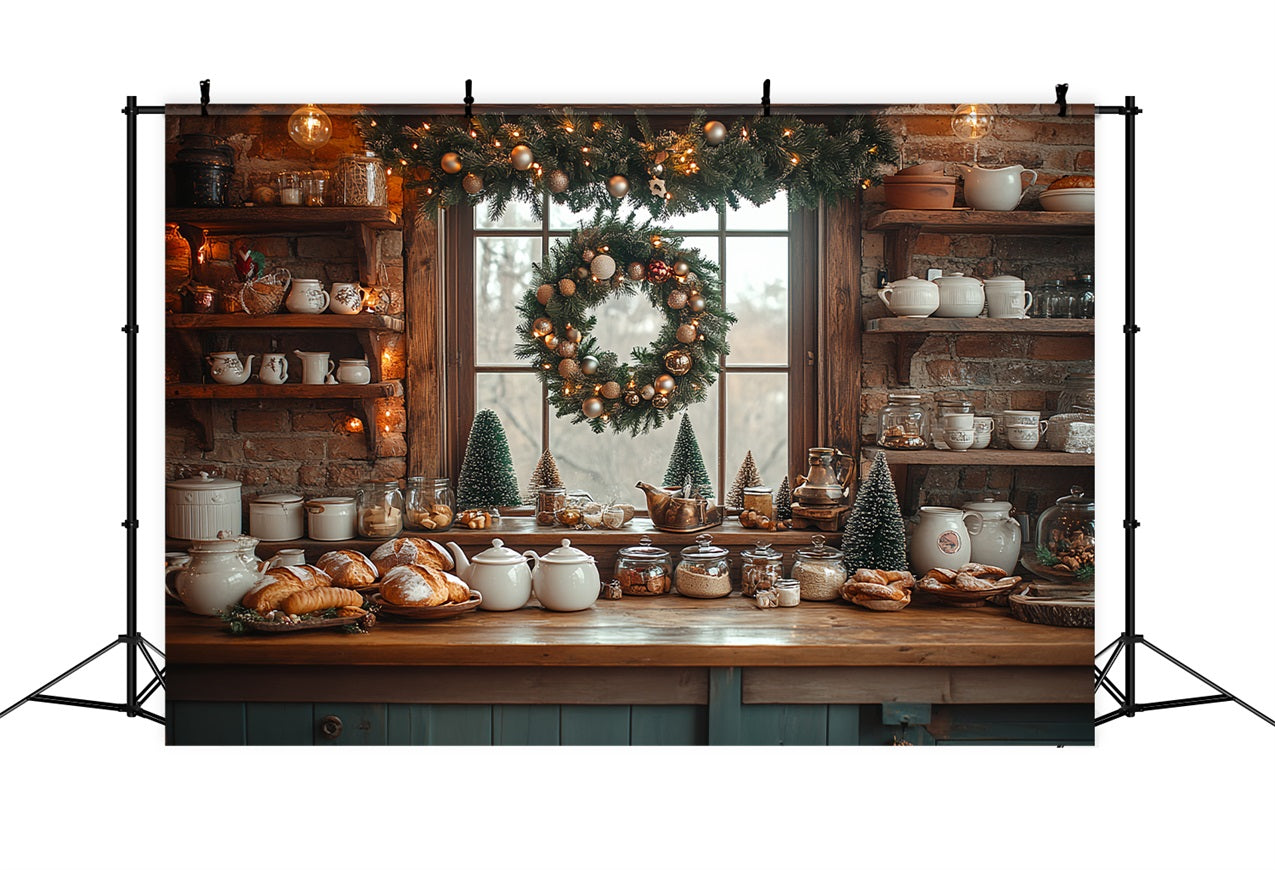 Christmas Backdrop Decoration Ideas Brick Wall Kitchen Backdrop UK BRP11-195