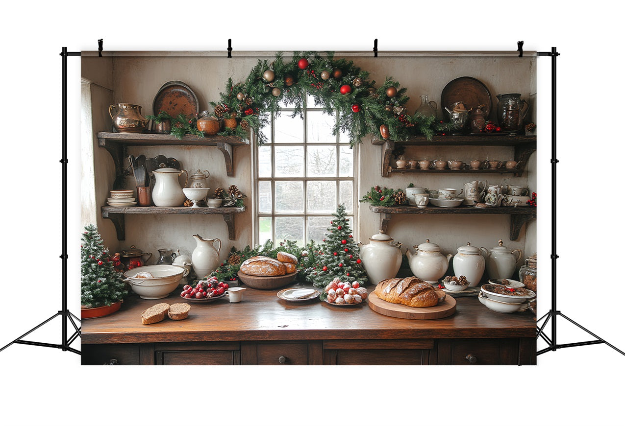 Christmas Picture Backdrop Kitchen Display Bread Loaves Backdrop UK BRP11-196