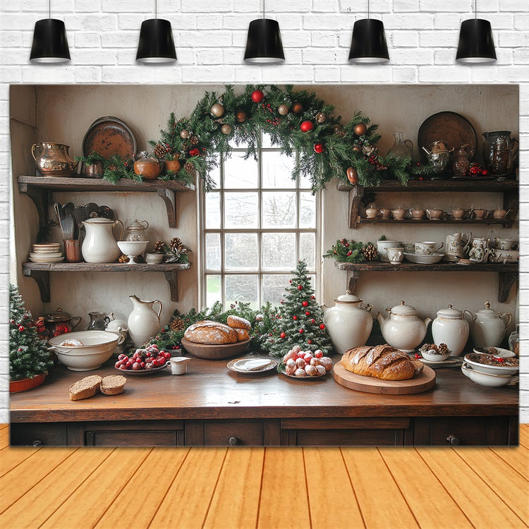 Christmas Picture Backdrop Kitchen Display Bread Loaves Backdrop UK BRP11-196