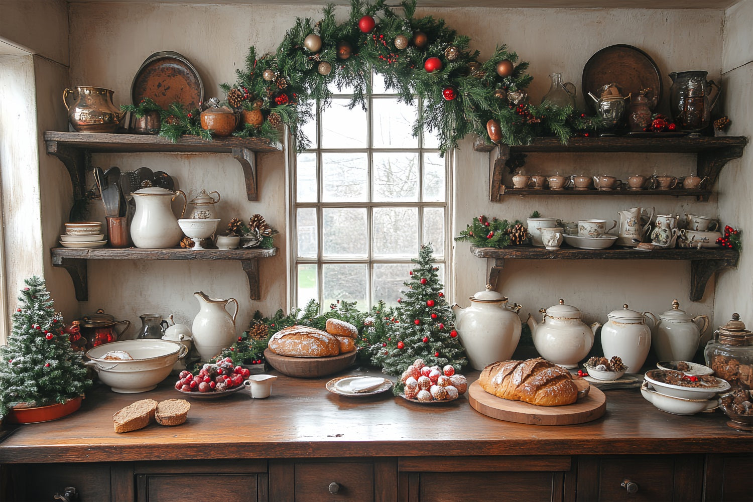 Christmas Picture Backdrop Kitchen Display Bread Loaves Backdrop UK BRP11-196