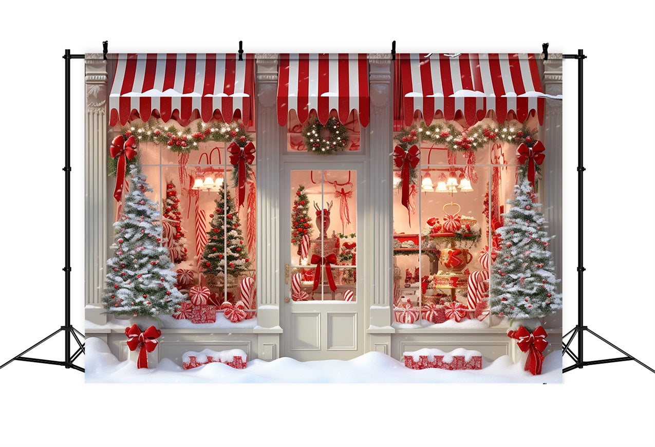 Christmas Tree Photography Backdrop Candy Shop Window Backdrop UK BRP11-202